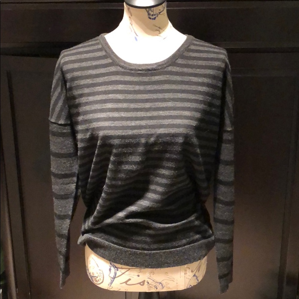 Charcoal and black merino wool striped sweater